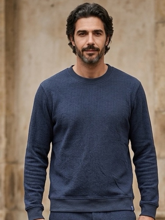 Perry Ellis Other - NWT Perry Ellis Men’s Blue Micro Stripe Long Sleeve Sweater Sweatshirt - Medium